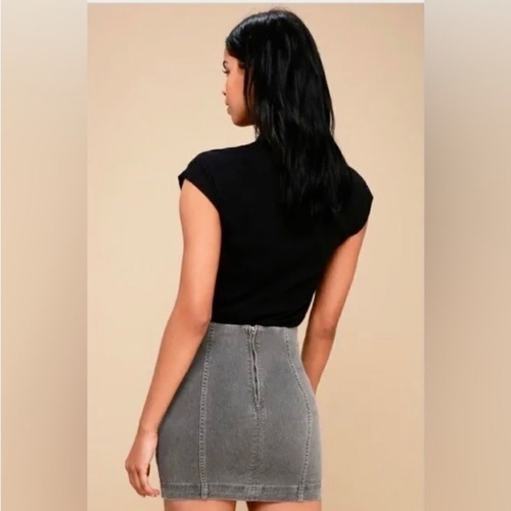 Free People Modern Femme Western Washed Grey Denim Mini Skirt 4 - Picture 3 of 7